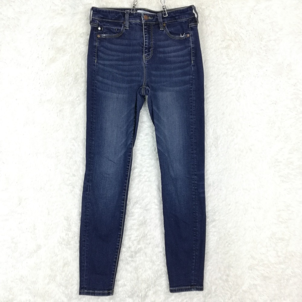 Liverpool Womens Jeans Hi Rise Skinny Blue Denim Collins Dark Wash Whiskering 6